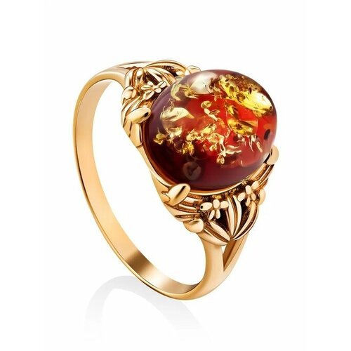 Купить Кольцо, янтарь, безразмерное, золотой, красный
Женственное кольцо из золочёного...