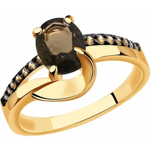 Купить Кольцо Diamant online, золото, 585 проба, фианит, раухтопаз, размер 17
<p>В наше...