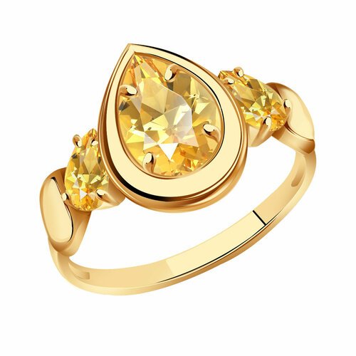 Купить Кольцо Diamant online, золото, 585 проба, цитрин, размер 18, желтый
<p>В нашем и...