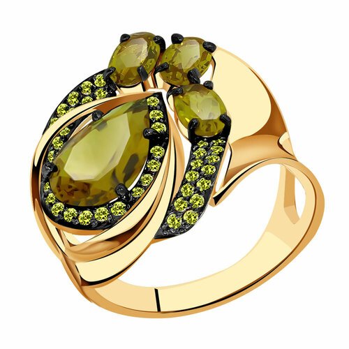 Купить Кольцо Diamant online, золото, 585 проба, султанит, фианит, размер 18
<p>В нашем...