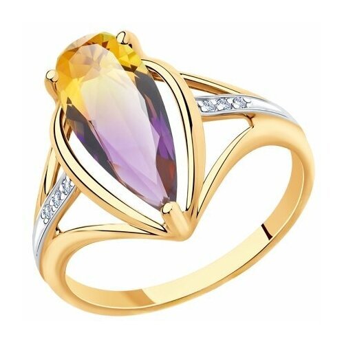 Купить Кольцо Diamant online, золото, 585 проба, аметрин, фианит, размер 18
<p>В нашем...