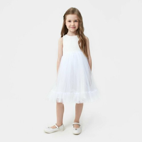 Купить Платье Minaku, размер 122, белый
Платье для девочки MINAKU: PartyDress: букле, с...