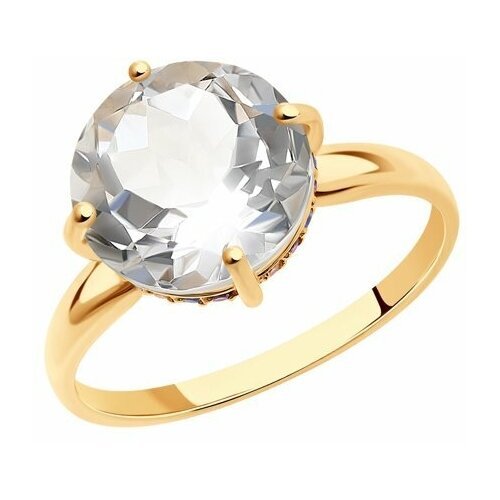 Купить Кольцо Diamant online, золото, 585 проба, горный хрусталь, фианит, размер 18
<p>...