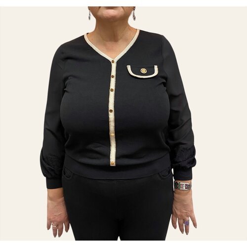 Купить Блуза , размер 48, черный
Элегантная женская блузка с длинным рукавом. Модель кл...