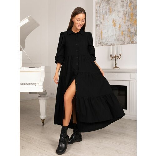 Купить Платье AnyMalls, размер 3XL, черный
Дизайнерское однотонное льняное платье с юбк...