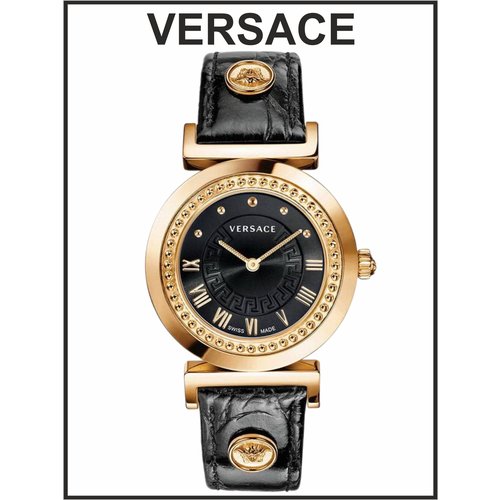 Купить Наручные часы Versace Женские наручные часы Versace черные кожаные кварцевые ори...