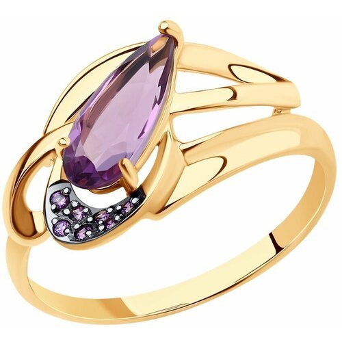 Купить Кольцо Diamant online, золото, 585 проба, аметист, фианит, размер 18
<p>В нашем...