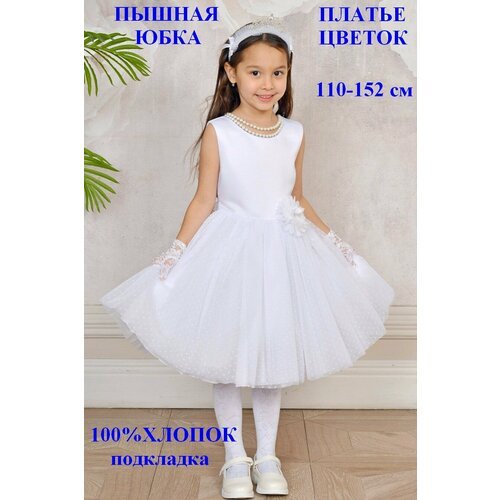 Купить Платье MaxLine, размер 30/116-122, белый
Белое пышное нарядное платье для девочк...