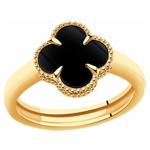 Купить Кольцо обручальное Diamant online, желтое золото, 585 проба, оникс, размер 17
В...