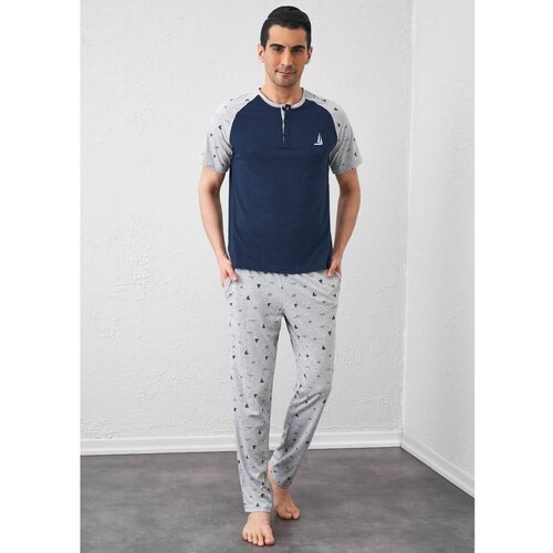 Купить Пижама Relax Mode, размер 46, серый, синий
Пижама мужская со штанами и футболкой...