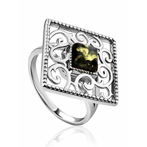 Купить Кольцо, янтарь, безразмерное, зеленый, серебряный
Ажурное кольцо из с натуральны...