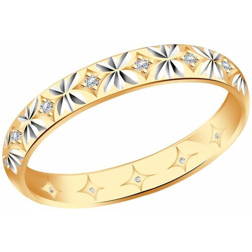 Купить Кольцо обручальное Diamant online, золото, 585 проба, фианит, размер 15.5
<p>В н...