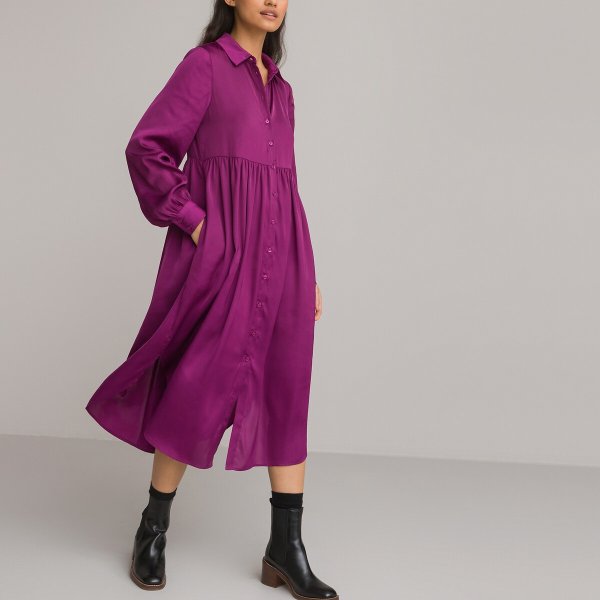 Купить Длинное платье-рубашка с длинными рукавами 48 фиолетовый
Платье-рубашка в версии...