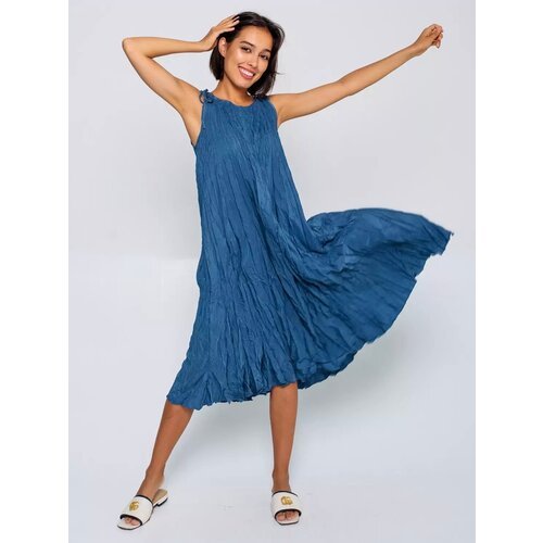 Купить Сарафан повседневный, трапециевидный силуэт, размер 42-50, синий
Платье шелковис...