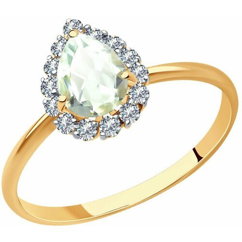 Купить Кольцо Diamant online, золото, 585 проба, празиолит, фианит, размер 17
<p>В наше...