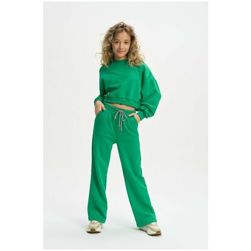 Купить Брюки Шалуны, размер 38, 152, зеленый
Стильные детские широкие брюки-палаццо - т...