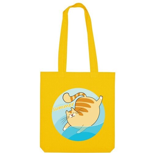 Купить Сумка Us Basic, желтый
Название принта: Счастливый кот купается в море(океане, р...