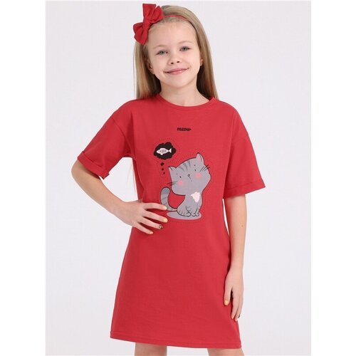 Купить Платье Апрель, размер 56-110, красный
Платье-футболка для девочки с принтом из н...