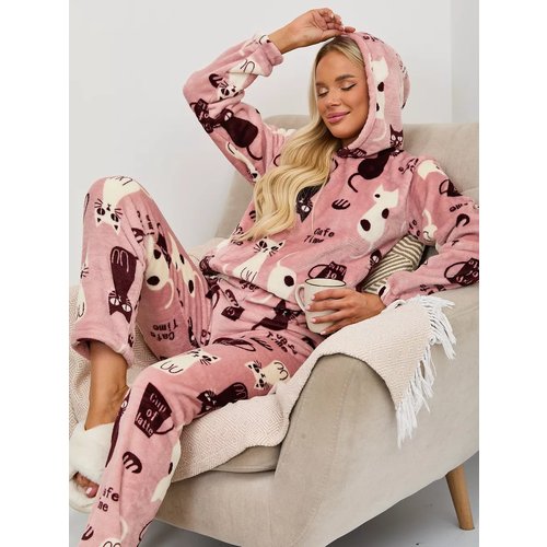 Купить Пижама Miki, размер 46-48, белый, розовый
Женская пижама теплая с капюшоном: ком...