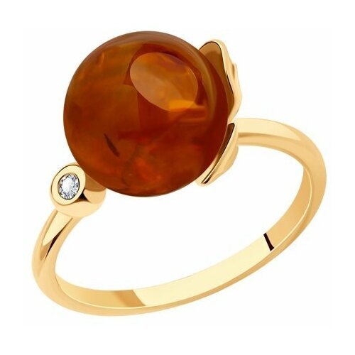 Купить Кольцо Diamant online, золото, 585 проба, янтарь, фианит, размер 17.5
<p>В нашем...