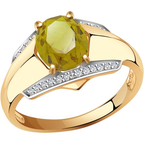 Купить Кольцо Diamant online, золото, 585 проба, султанит, фианит, размер 17.5
<p>В наш...