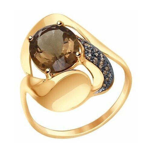 Купить Кольцо Diamant online, золото, 585 проба, раухтопаз, фианит, размер 17.5
<p>В на...