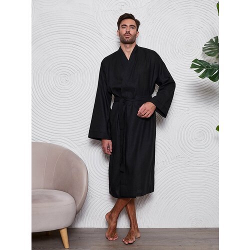 Купить Халат Малиновые сны, размер 54-56, черный
Мужской халат из льна - хороший домашн...