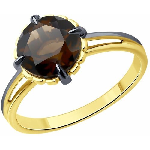 Купить Кольцо Diamant, желтое золото, 585 проба, раухтопаз, размер 18
Кольцо из желтого...