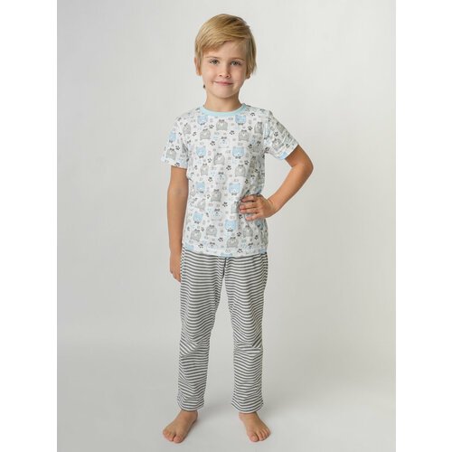 Купить Пижама КотМарКот, размер 122, голубой, белый
Детская пижама для мальчика из колл...
