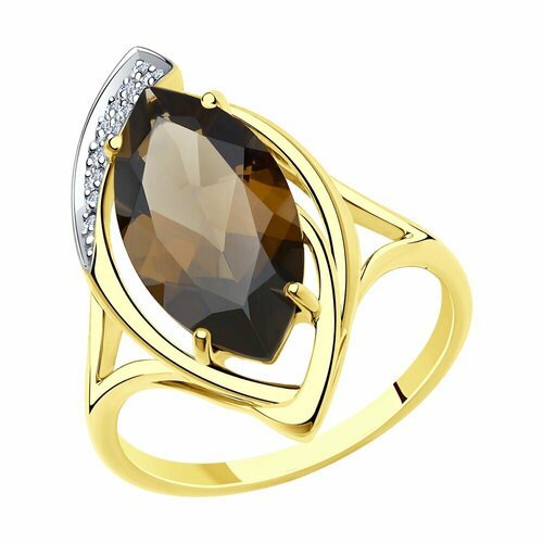 Купить Кольцо Diamant, желтое золото, 585 проба, раухтопаз, фианит, размер 19
Кольцо из...