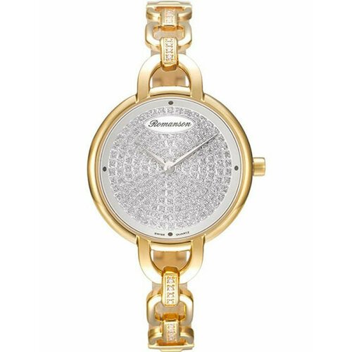 Купить Наручные часы ROMANSON, серебряный
Женские кварцевые часы на изящном золотистом...