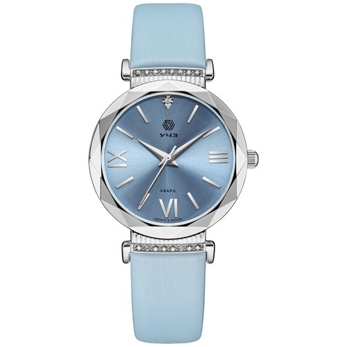 Купить Наручные часы УЧЗ, серебряный, голубой
Наручные кварцевые женские часы производс...