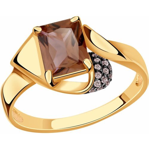 Купить Кольцо Diamant online, золото, 585 проба, родолит, фианит, размер 18.5
<p>В наше...