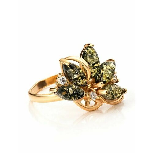 Купить Кольцо, янтарь, безразмерное, зеленый, золотой
Красивое яркое кольцо из , украше...