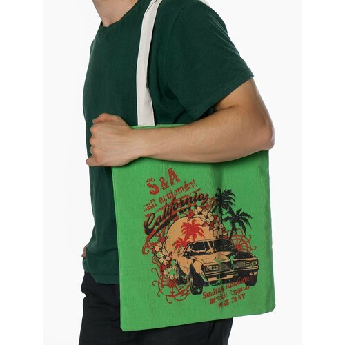 Купить Сумка , фактура гладкая, зеленый, белый
Яркая стильная тканевая сумка шоппер с п...