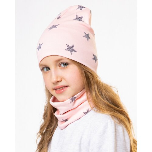 Купить Шапка , размер 55, розовый
Комплект шапка и снуд из трикотажа для девочки с звез...