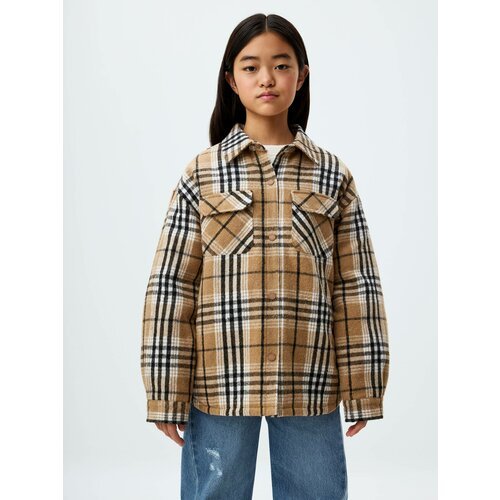 Купить Куртка Sela, размер 128, бежевый, коричневый
Утепленная куртка-рубашка в клетку...