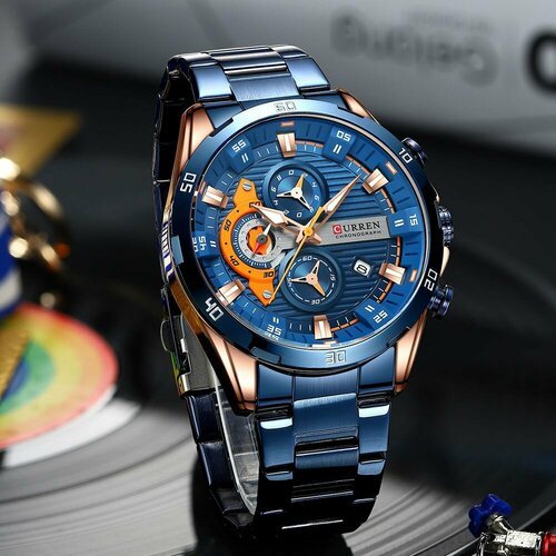 Купить Наручные часы CURREN, оранжевый, синий
<ul><li>Мужские наручные часы-хронограф н...