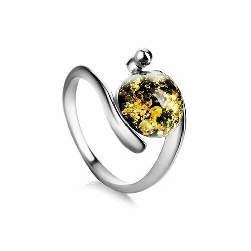 Купить Кольцо, янтарь, безразмерное, зеленый, серебряный
кольцо с натуральным искрящимс...