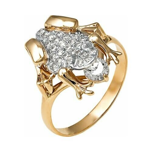 Купить Кольцо Diamant online, золото, 585 проба, фианит, размер 19, зеленый
<p>В нашем...