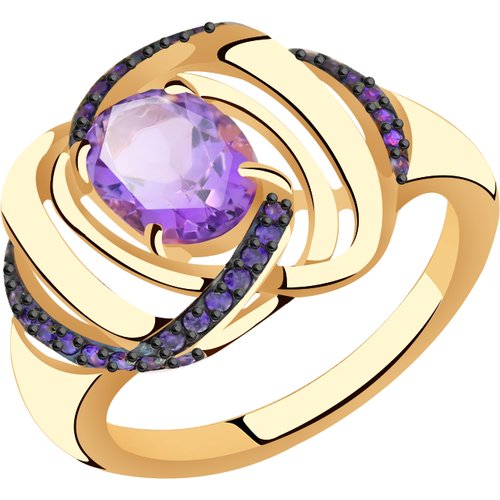Купить Кольцо Diamant online, золото, 585 проба, фианит, аметист, размер 17.5
<p>В наше...