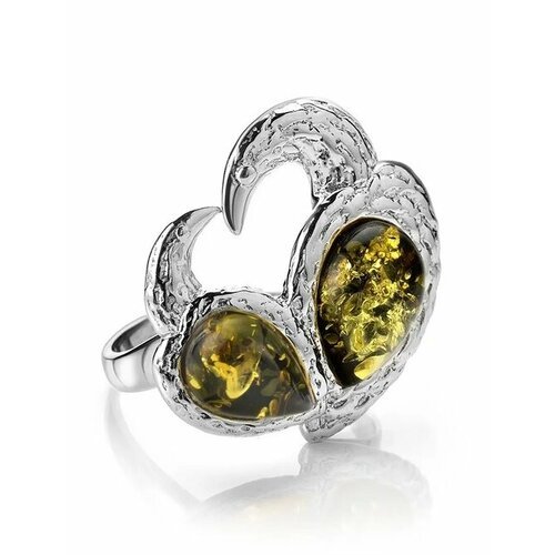 Купить Кольцо, янтарь, безразмерное, зеленый, серебряный
Необычное эффектное кольцо из...