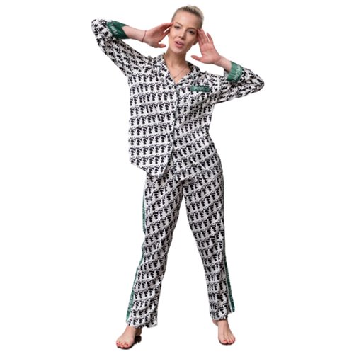Купить Пижама LOOK FOR YOU, размер 42-44, белый, зеленый
Женская пижамка оливкового цве...