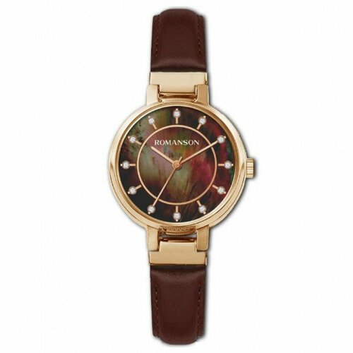 Купить Наручные часы ROMANSON, коричневый
Женские кварцевые часы в золотистом корпусе и...