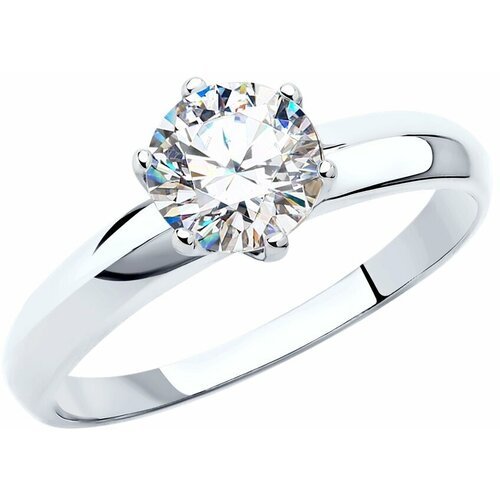 Купить Кольцо помолвочное Diamant online, белое золото, 585 проба, фианит, размер 16
<p...