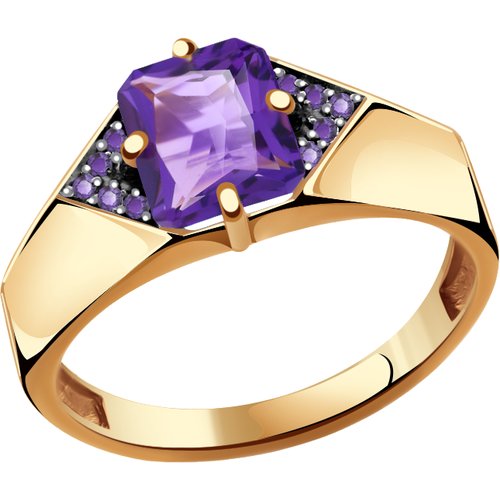 Купить Кольцо Diamant online, золото, 585 проба, аметист, фианит, размер 17
<p>В нашем...