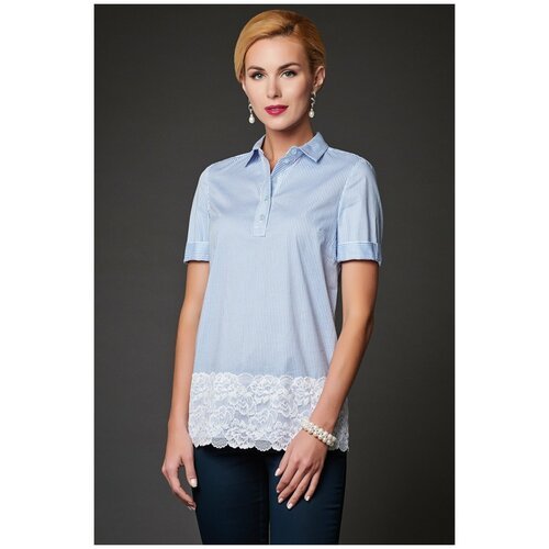 Купить Блуза Арт-Деко, размер 42, голубой
Свободная блуза из хлопчатобумажной ткани с м...