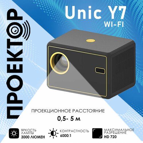 Купить Проектор мультимедийный Unic Y7 Wi-Fi/ Портативный светодиодный видеопроектор HD...