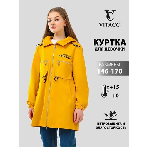 Купить Ветровка VITACCI, размер 146, желтый
Ветровка с капюшоном для девочки от VITACCI...