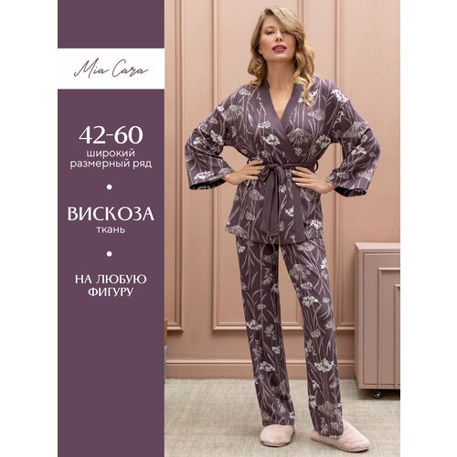 Купить Пижама Mia Cara, размер 42-44, фиолетовый
Комплект домашней одежды из вискозы, с...